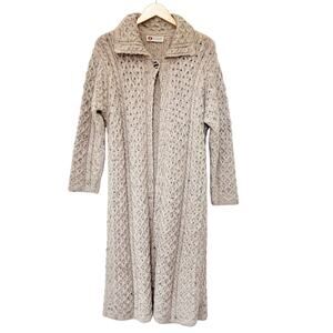 Stanoun Tan Merino Wool Made in Ireland Knit Longline Cardigan Sz M